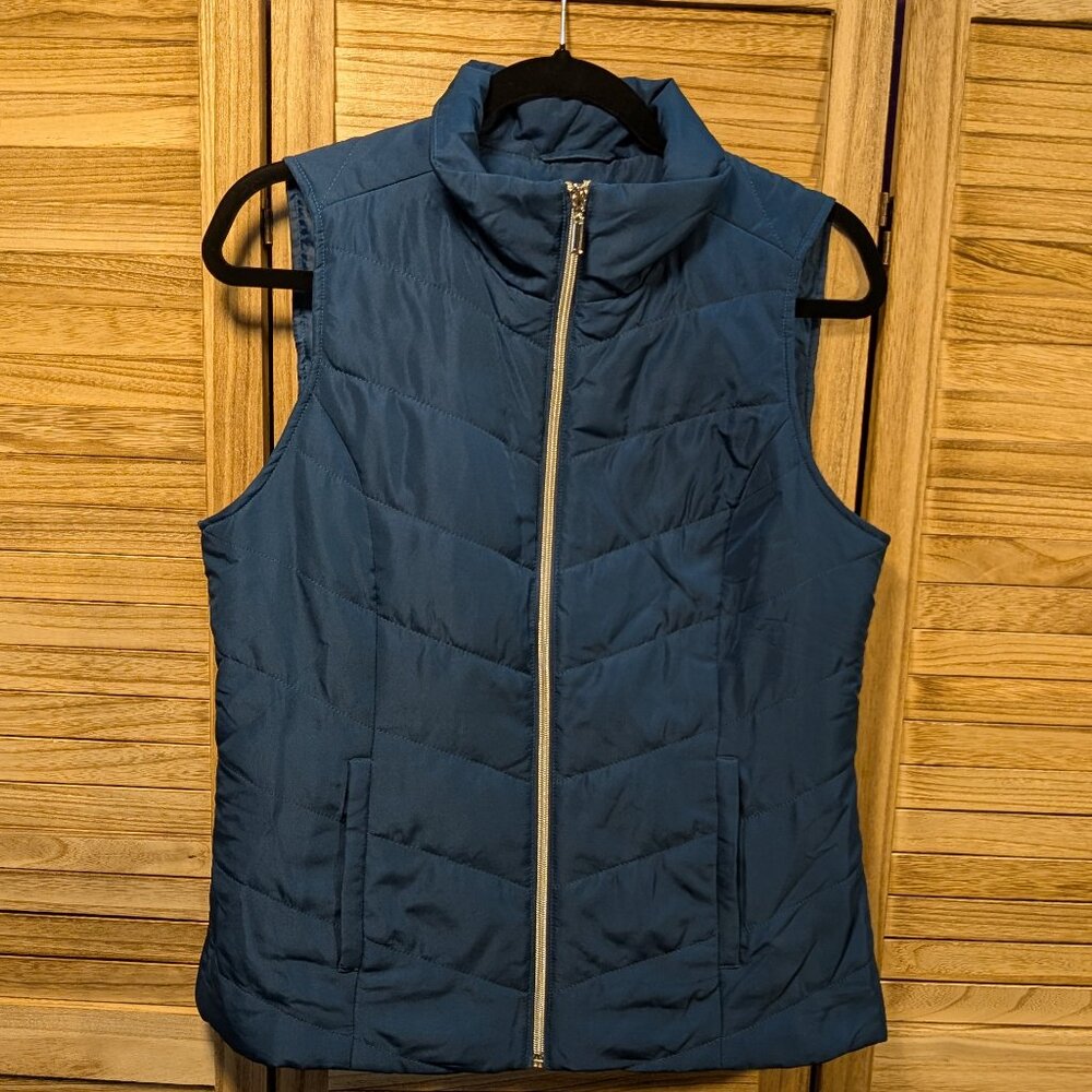 Christopher & Banks Vest Blue Sleeveless Puffer Size Small